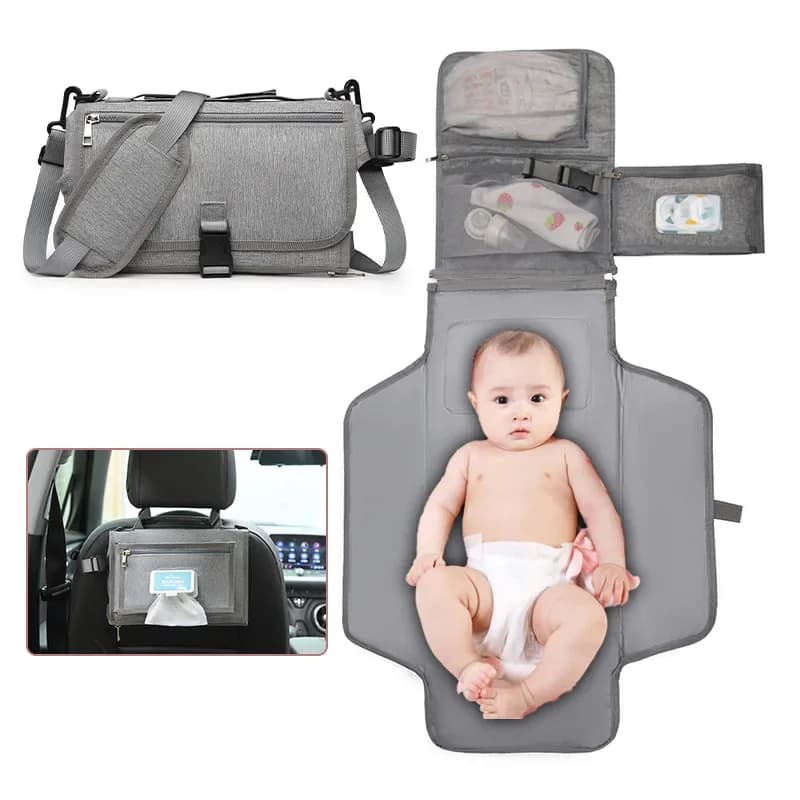 Matelas à langer Portable 3 en 1 pour bébé, avec poches, imperméable, voyage, sac à langer pliable à la main