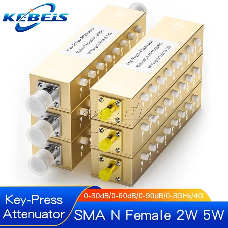 Atténuateur de signal RF à bouton réglable 1 pièce, 2W 5W, Type N SMA, 0-30dB 60dB 90dB, à réglage progressif par bouton, 0-4GHz