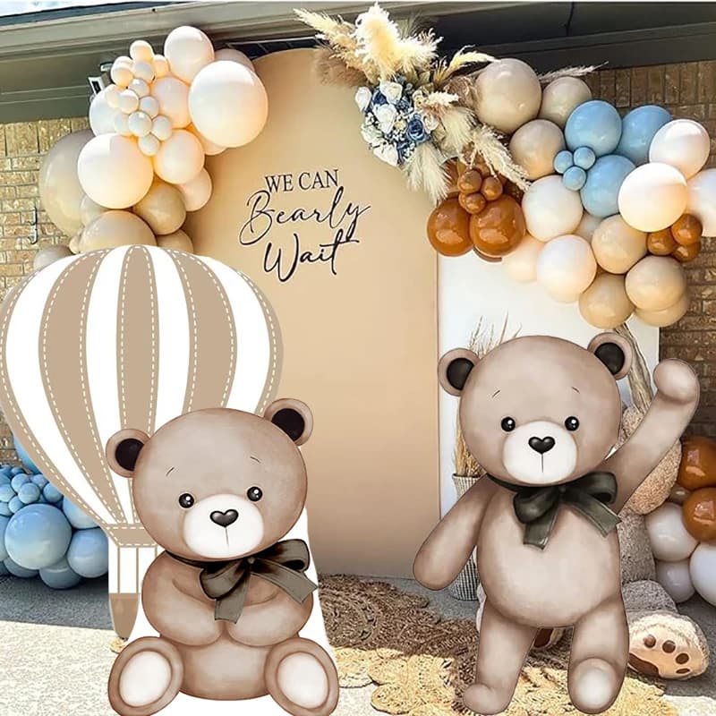 60/92/120cm ours en peluche carboards de fête ours brun ballon à Air chaud 1er anniversaire thème découpe bricolage décor bébé douche toile de