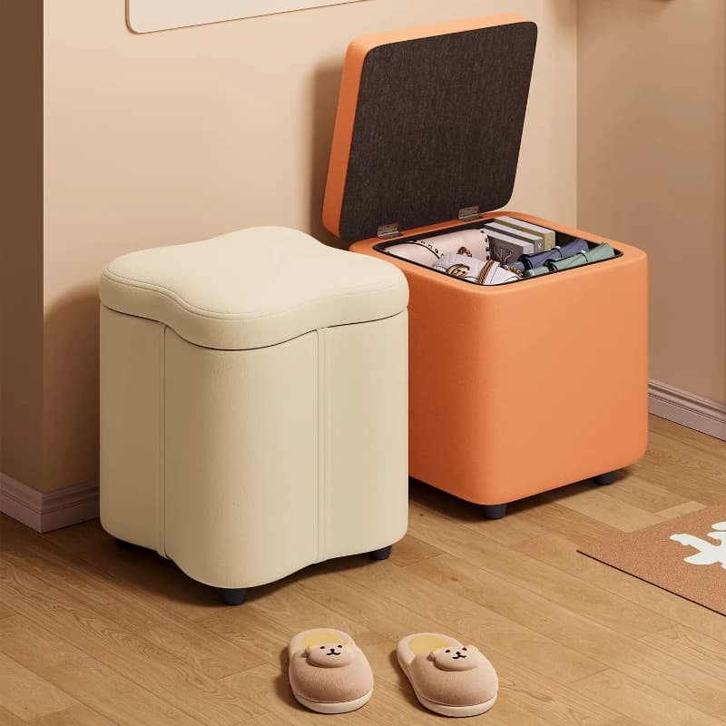 Pouf de rangement en bois massif, grand banc à chaussures d'entrée, tabouret repose-pieds propre, siège de rangement Portable pour couloir de