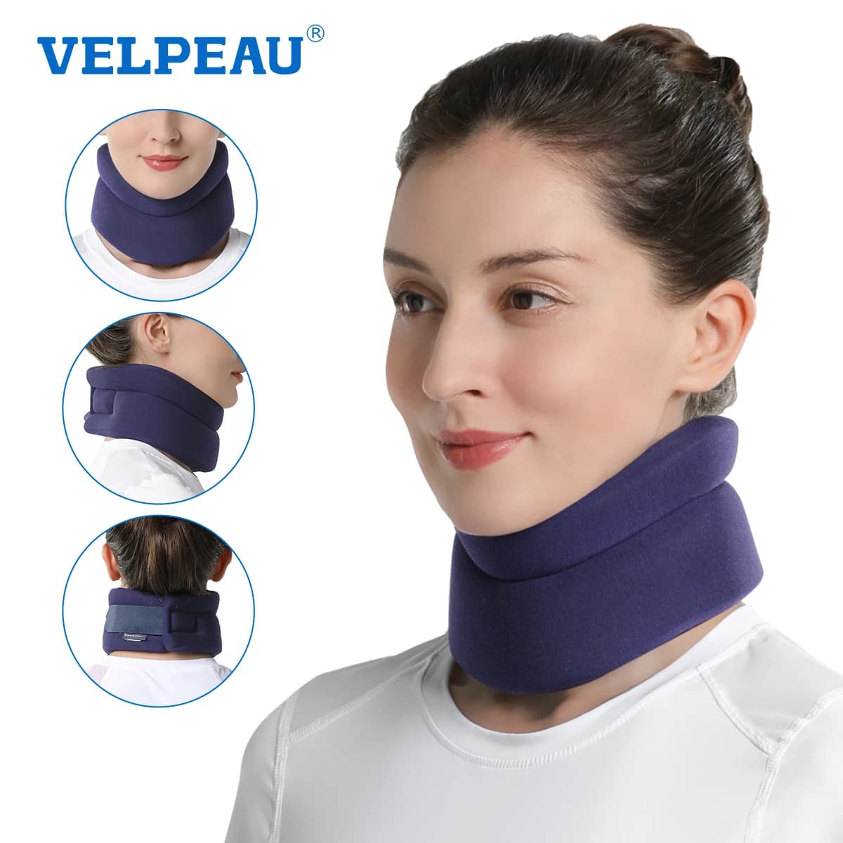 Attelle de soutien cervicaux en mousse VELPEAU pour les douleurs au cou et la correction de la posture, collier cervical réglable avec manchon