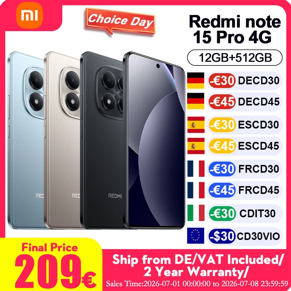 Version Globale Redmi Note 15 Pro 4G : Batterie massive de 6 500 mAh, appareil photo ultra-clair de 200 MP, charge inversée 18 W, résistance à la