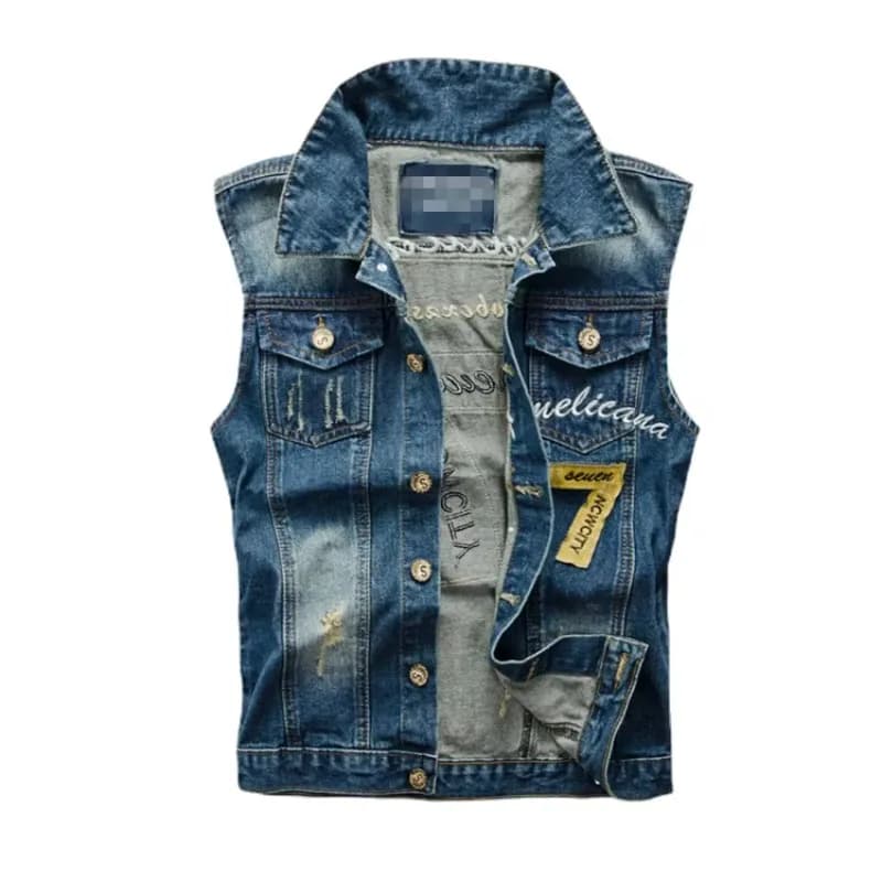 Gilet Slim en Denim Bleu pour Homme, Veste à la Mode, Grande Taille, Style Punk, avec Trous, 6XL