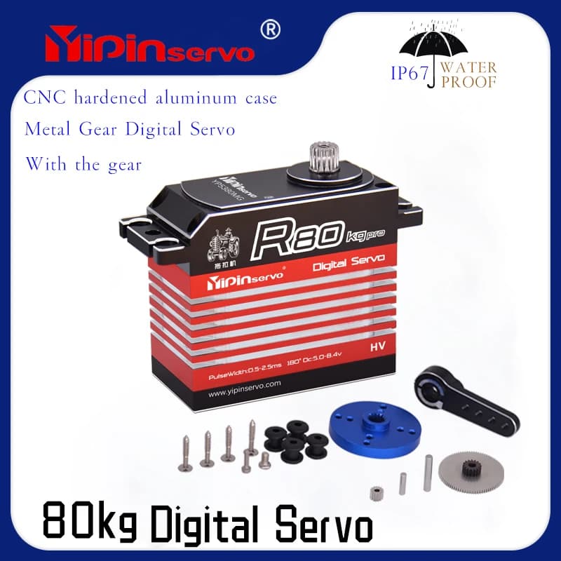 YIPINservo 80KG 180/270 degrés Metal Gear Servo numérique Compatible avec la plupart des modèles à l'échelle 1/6