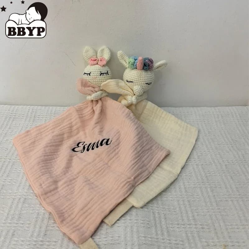 Couverture de sécurité personnalisée pour bébé, joli Animal, lapin, bavoir d'allaitement, serviette de sucette respirante, humeur infantile,