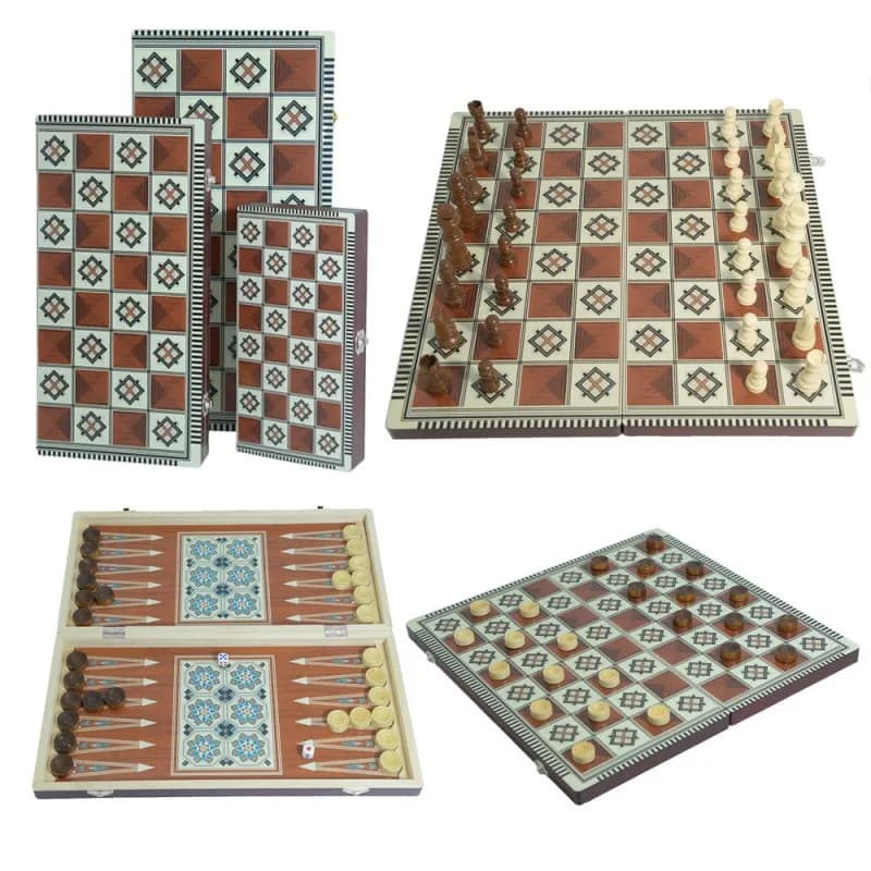 Échiquier Pliant Portable en Bois 3-en-1 – Sensation Haut de Gamme pour l'Échecs International et les Loisirs Décontractés