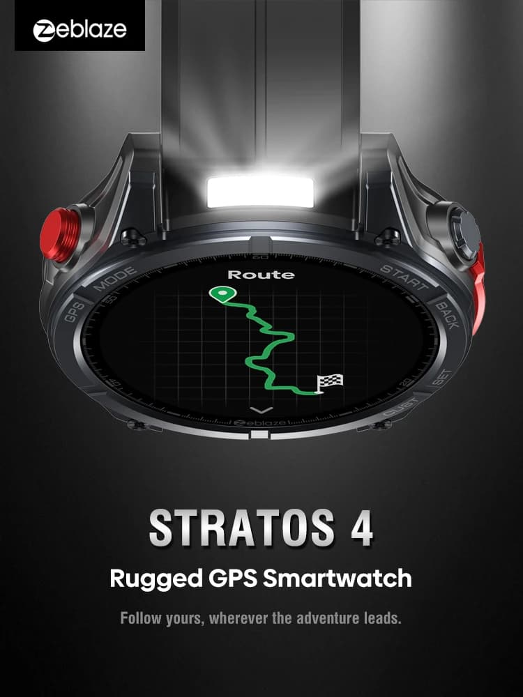 Nouveau 2025 Zeblaze Stratos 4 GPS Smartwatch 1.43 "AMOLED écran boussole altimètre barométrique lampe de poche appel vocal montre intelligente