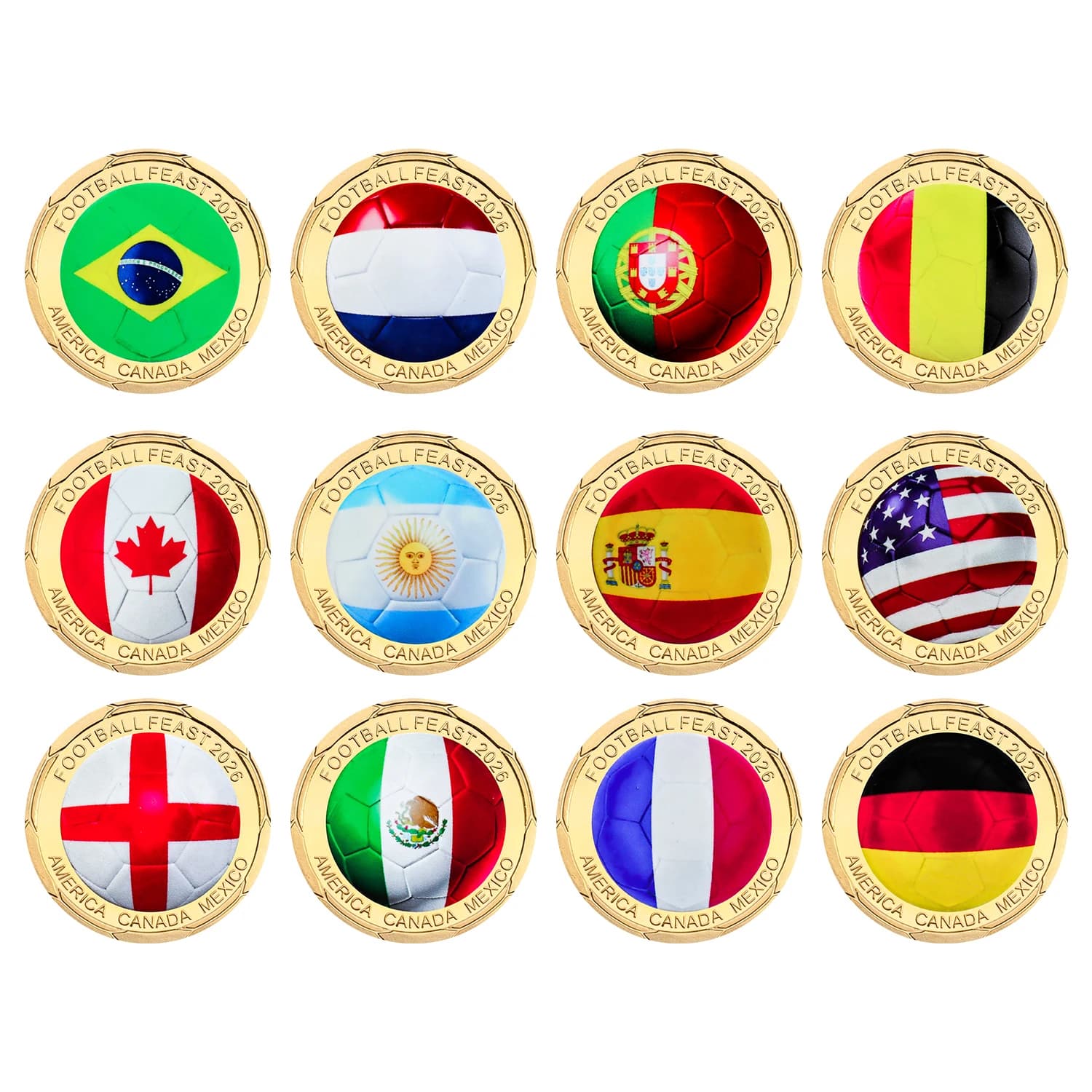 Pièce commémorative de fête de Football 2026, pièce de défi du monde, Souvenir, cadeaux d'anniversaire de vacances pour les Fans de