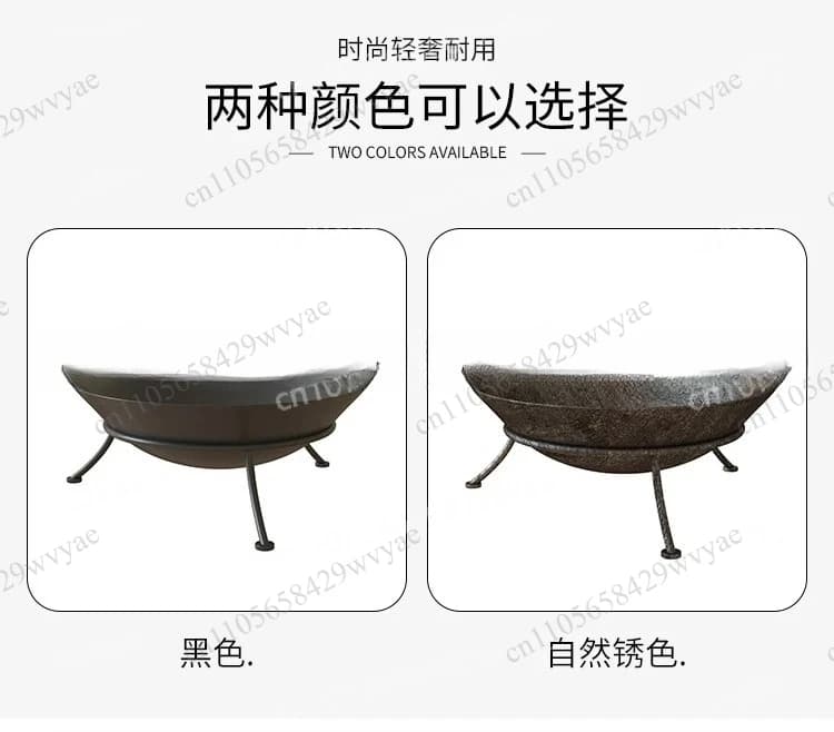 Brasero en fer forgé 47/60 cm, table de feu portable pour intérieur et extérieur, foyer domestique pour jardin, patio, camping