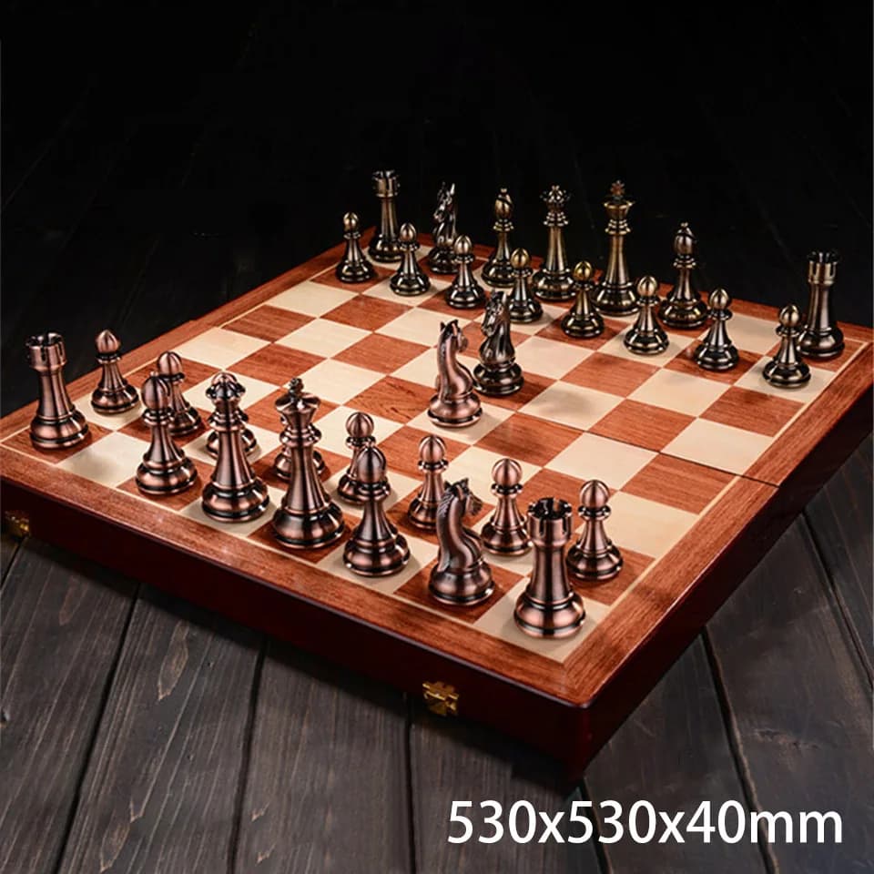 Grand Jeu d'Échecs de Luxe en Bois Pliable, Cadeau de Haute Qualité, de Voyage, Échiquier Intégré, Kirsite