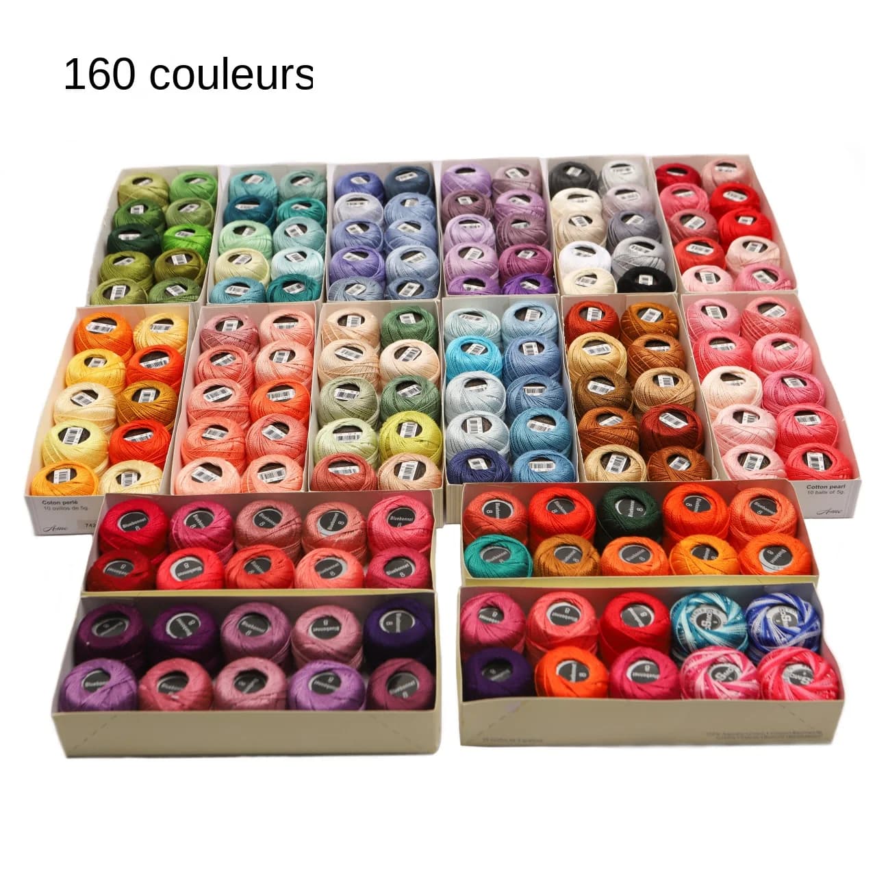 AmoHilos taille 8 fil au Crochet Double mercerisé longue agrafe coton égyptien perle 10 couleurs différentes ensemble 43 Yards 5 grammes balle