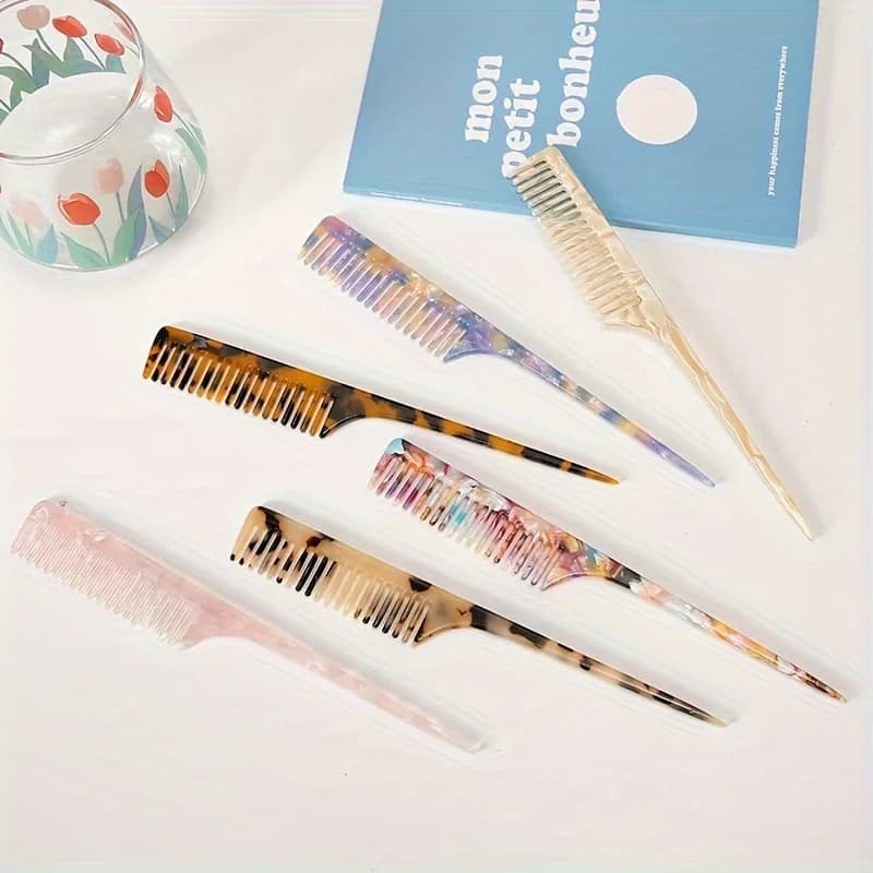 1 peigne en acétate de style coréen, brosse à cheveux girly, peigne rétro coloré à motifs, peigne professionnel pour coiffure de salon