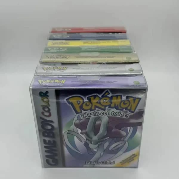 Série Pokémon Bleu Cristal Or Vert Rouge Argent Jaune Version ESP Jeu GBC en Boîte pour Cartouche de Jeu Vidéo 16 Bits Sans Manuel
