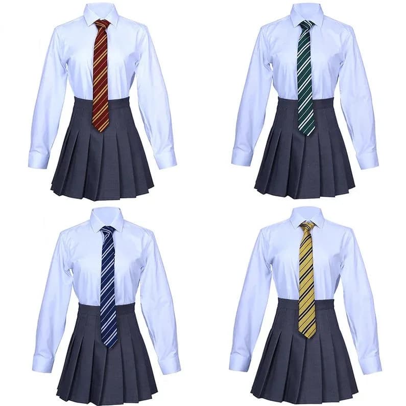 Hermione Granger Cosplay Costume Robe châle cravate écharpe baguette lunettes Gryffondor jupe pull Halloween Harryy Potter Costume