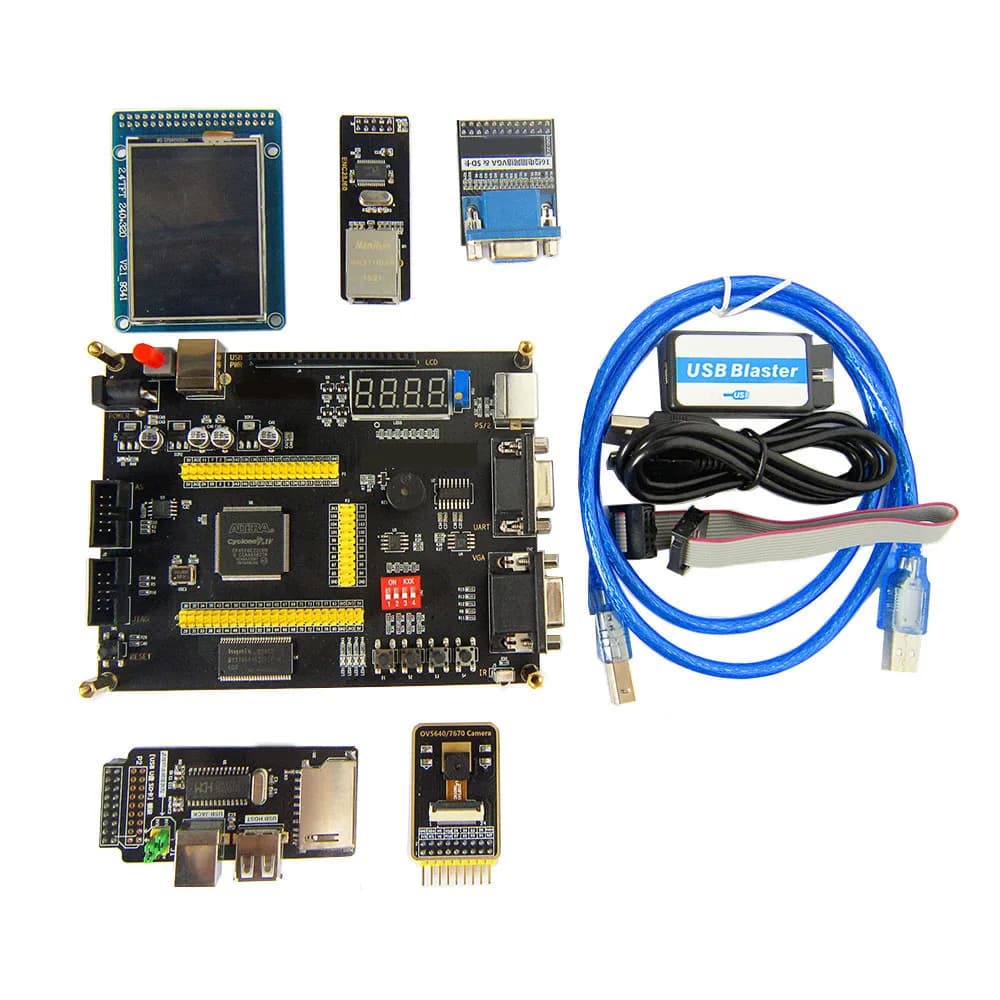 Carte de développement FPGA CycloneIV EP4CE6 avec caméra LCD VGA OV7670 et interface réseau, programmeur JTAG AS pour l'apprentissage électronique
