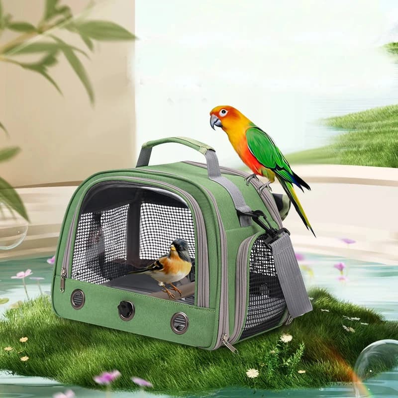 Sac de transport d'oiseaux pour animaux de compagnie, Portable, une épaule, respirant, plate-forme de perche, Cage à perroquets, fournitures pour