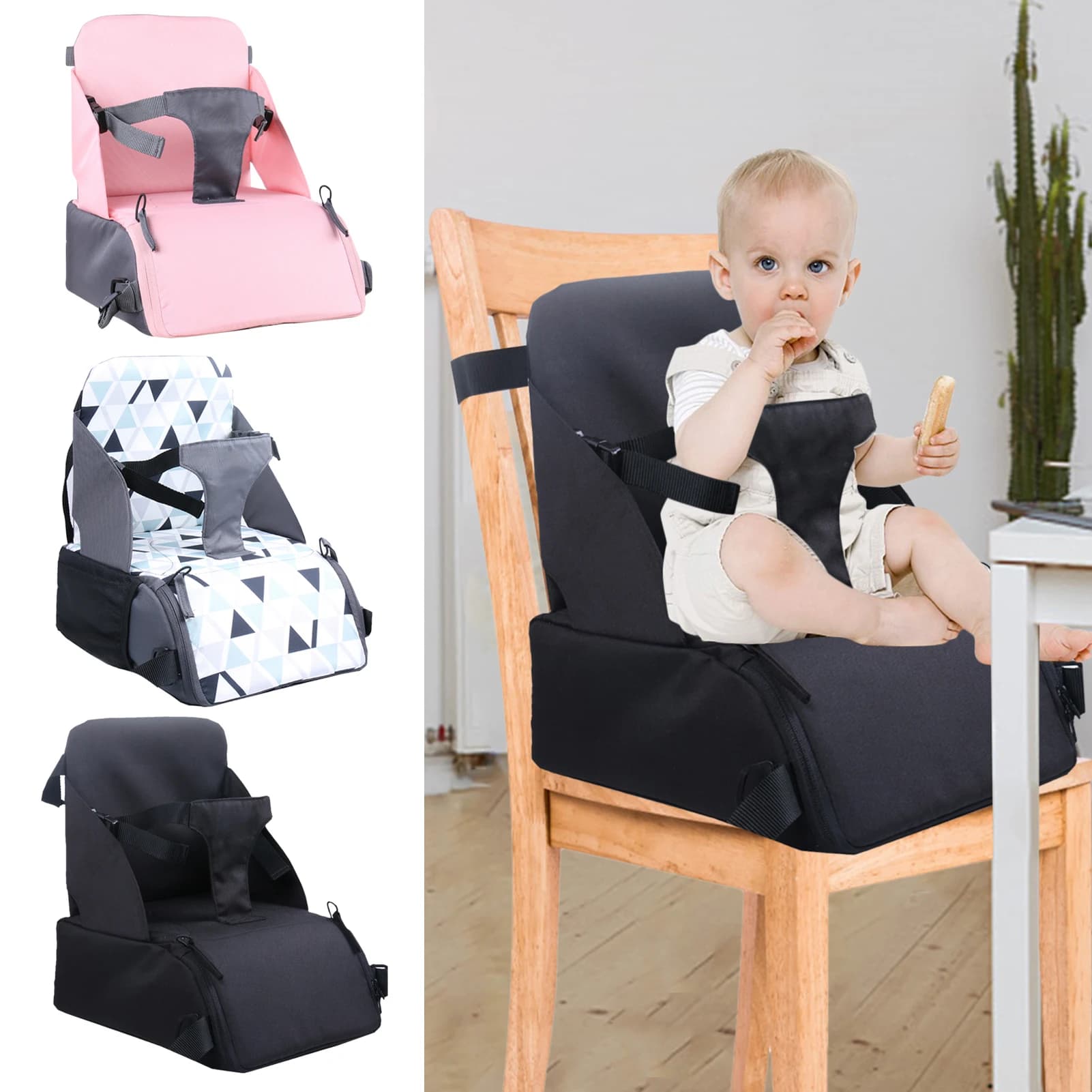 Sièges d'appoint portables pour bébés et enfants, chaise haute à coussin, sangles de fixation réglables, siège d'appoint pour tout-petits,