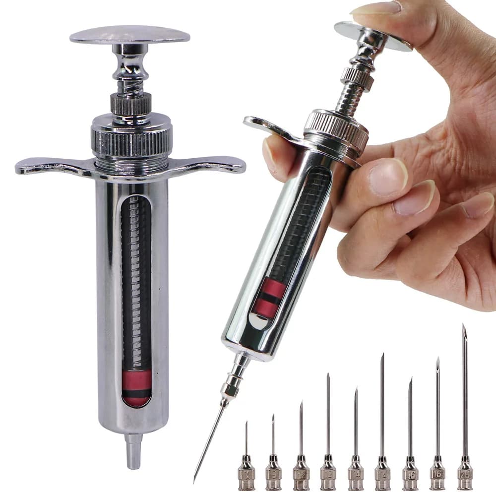 Seringue à outil vétérinaire 10-100ml, 1 ensemble, Injection de vaccin, dose réglable, tête d'épingle en acier inoxydable 304, distribution de