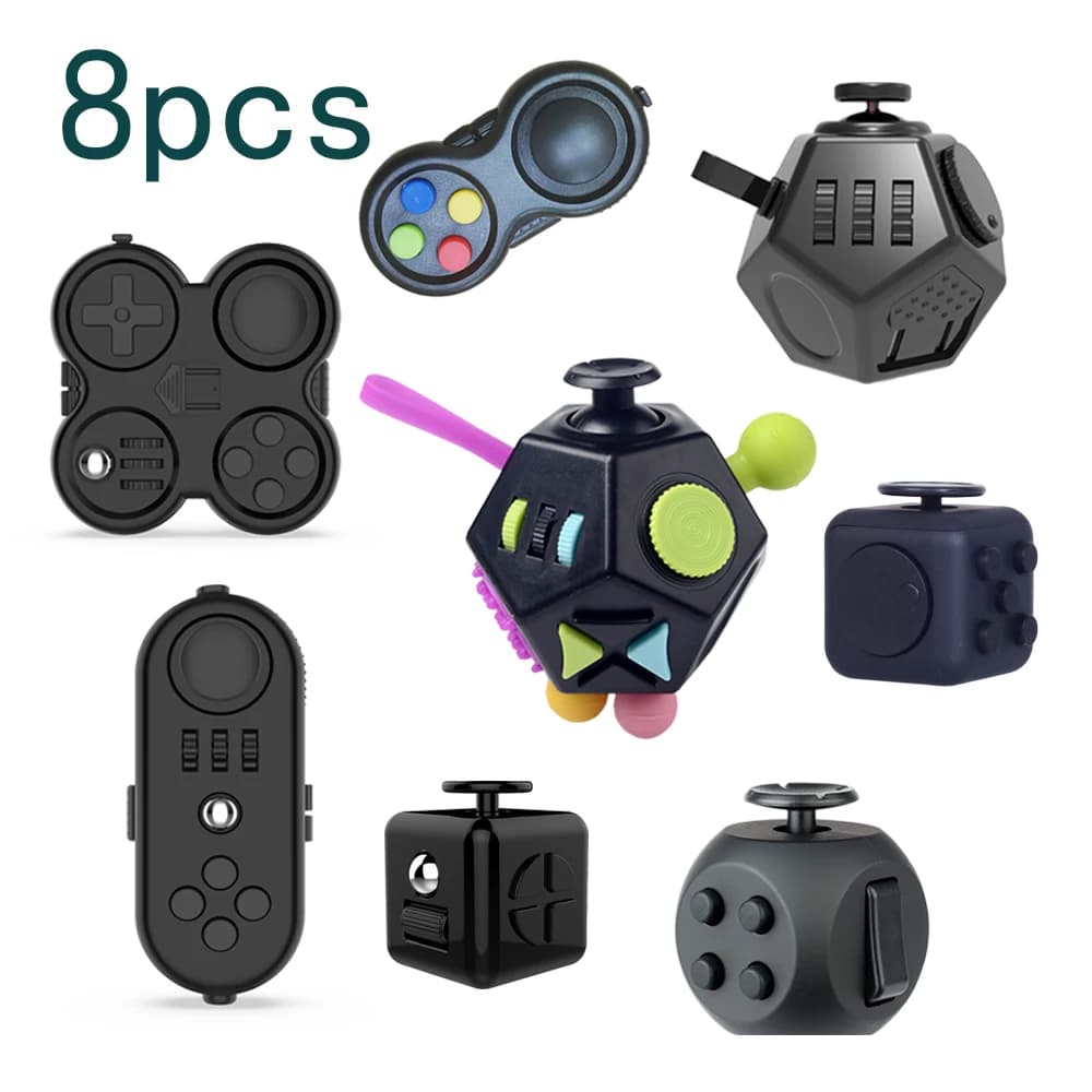 Lot de 8 jouets anti-stress amusants pour le bureau, jouets éducatifs pour soulager le stress, jouets à manipuler au doigt