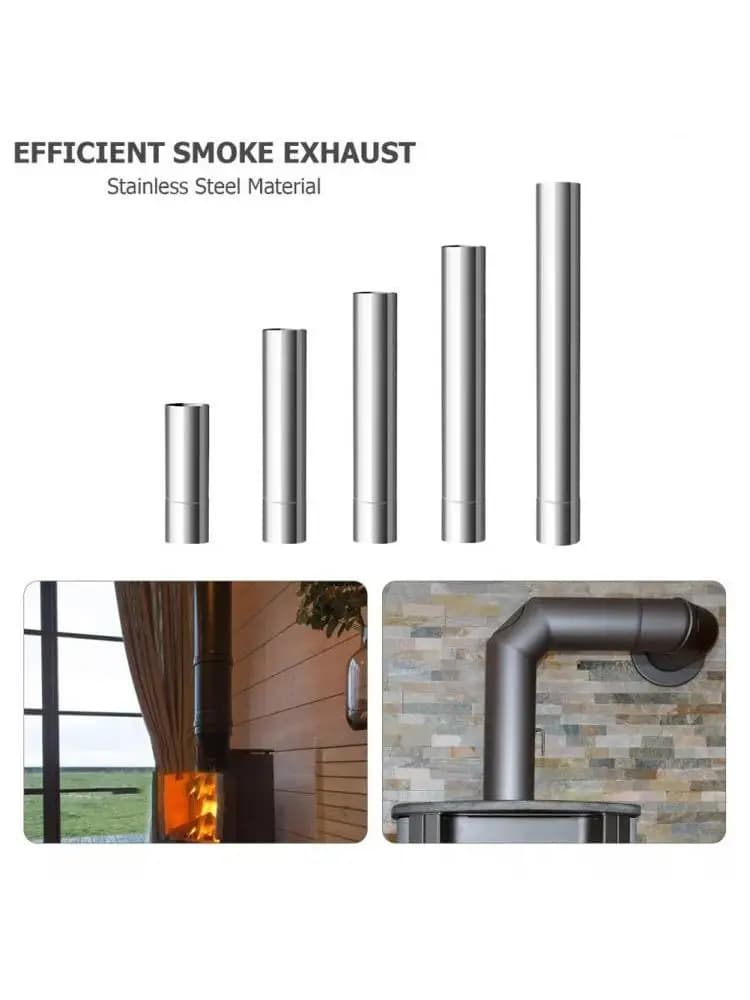 Tuyau de poêle de revêtement de conduit de cheminée en acier inoxydable, diamètre 87-100mm pour appareils de chauffage, longueur 0.2-0.5m, argent