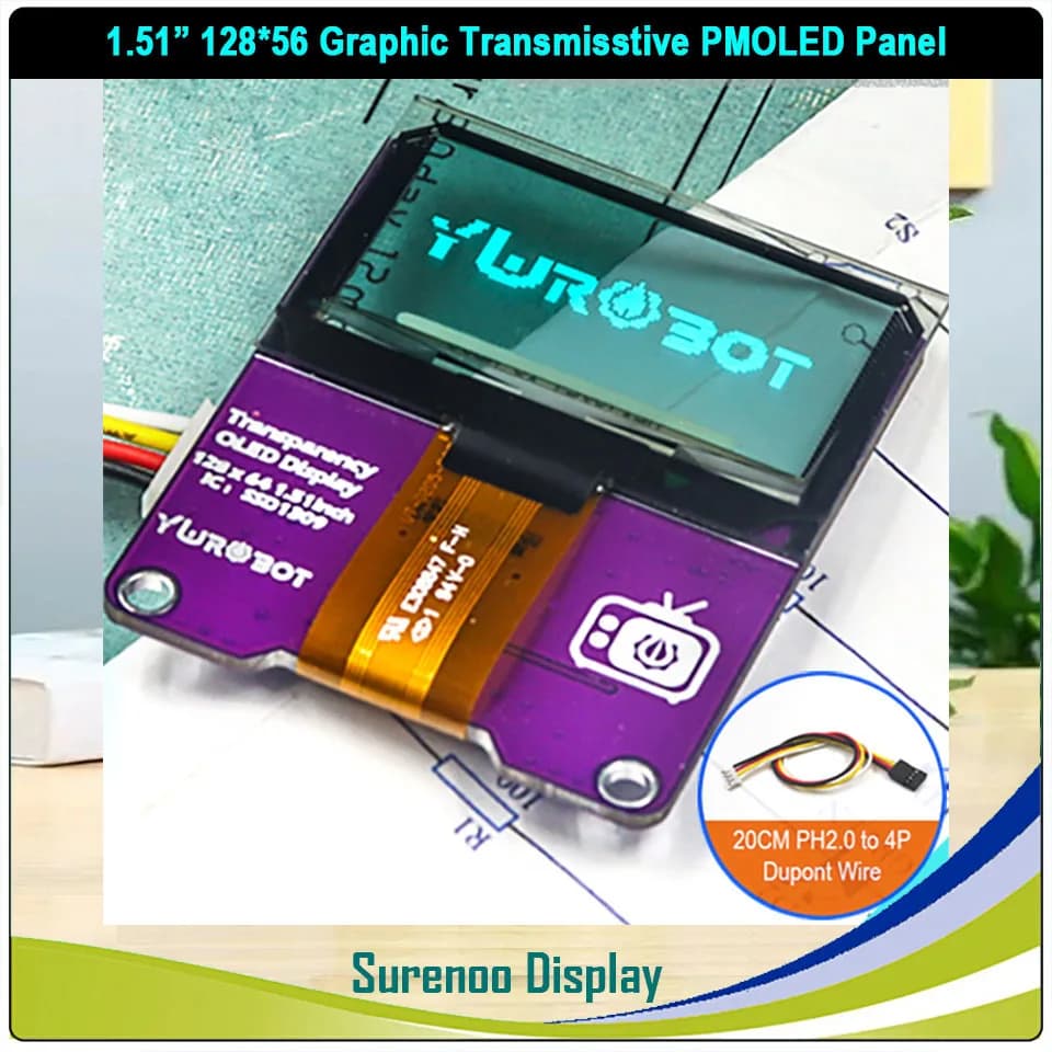 Écran OLED réel, 1,51/1,54 pouces, 128*56 12856 12864, panneau graphique transparent I2C IIC SPI PMOLED, module d'affichage LCD, écran SSD1309