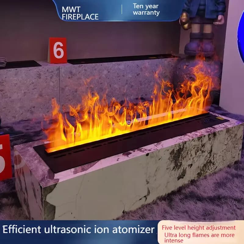 Cheminée intelligente 2026 avec bruit blanc et humidificateur |   Flamme holographique 6D et 10 effets sonores crépitants |   WiFi/Bluetooth
