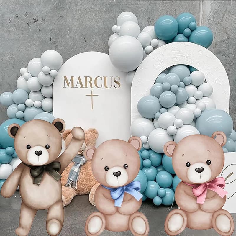 Ours en peluche pour fête d'anniversaire, 18/24/36 pouces, découpes, nous pouvons attendre, toile de fond, panneau KT pour décor de fond de