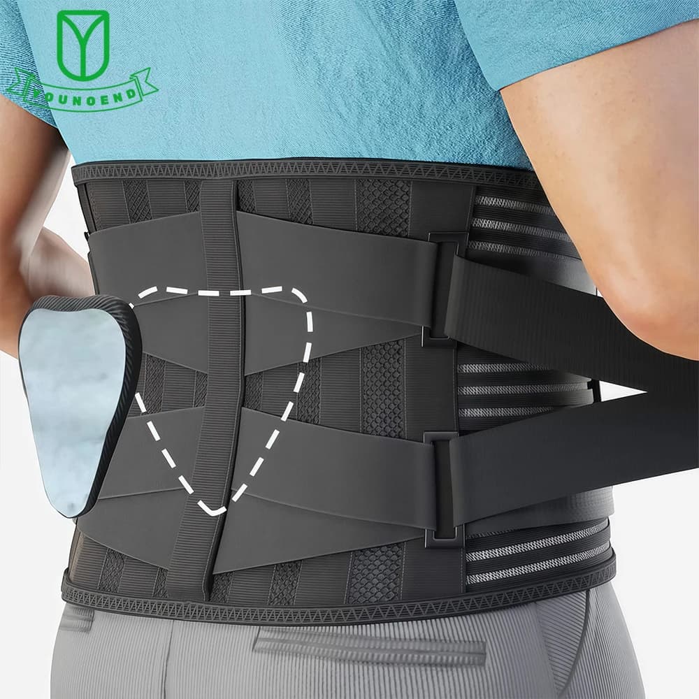 Elstiac – ceinture lombaire pour hommes et femmes, Support de taille, entraîneur, coussin lombaire réglable avec 6 cales, reliure abdominale,