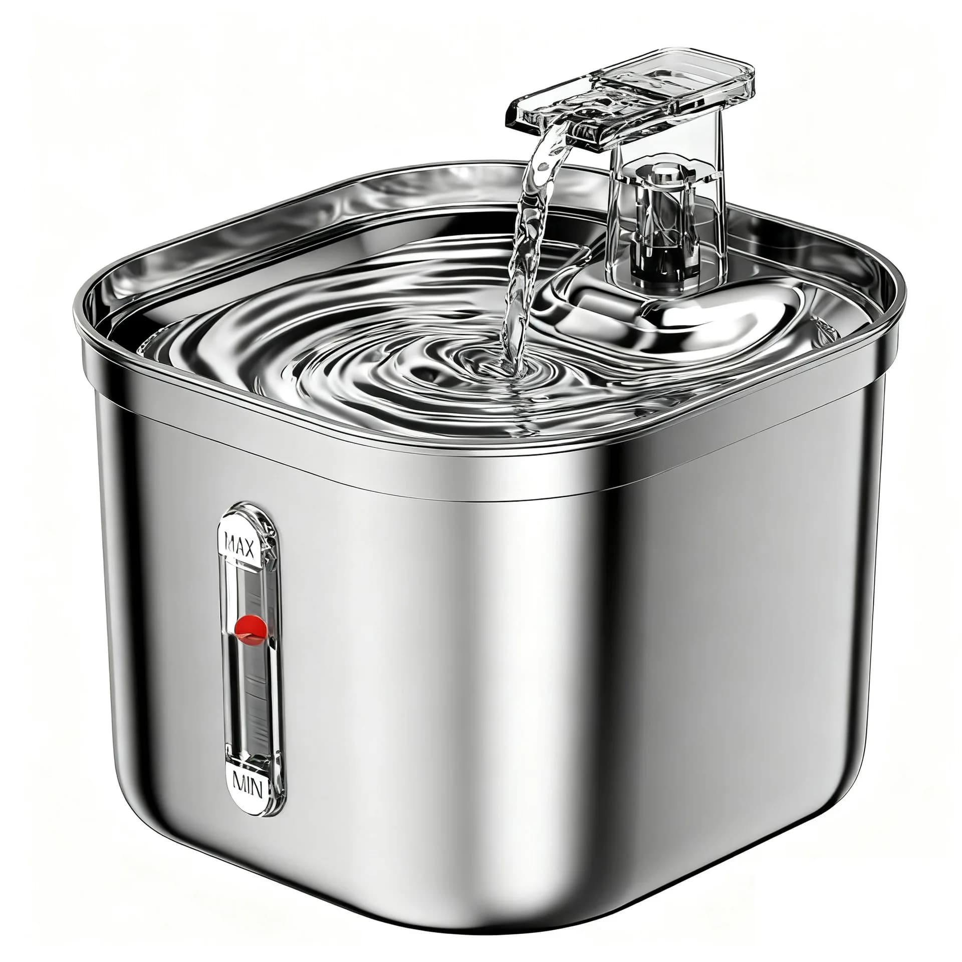 Fontaine à eau pour animaux de compagnie (acier inoxydable + PP) 2,2 L avec filtre, capteur de mouvement et pompe, distributeur d'eau pour animaux de