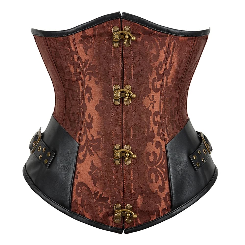 Corset sous le buste, Costume de Pirate, Jacquard, Vintage, pour femmes, ceinture à lacets, Costumes de Cosplay Steampunk marron