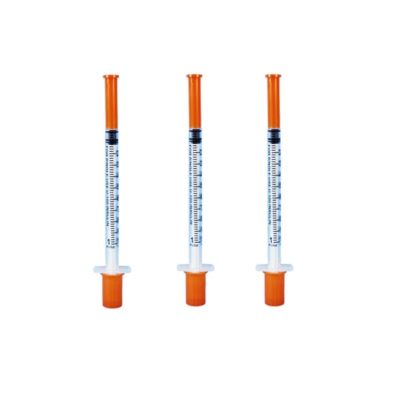 Seringue vétérinaire en plastique jetable de 1ml, capuchon Orange, seringue à insuline stérile avec aiguilles pour animaux de ferme, chat, chien,