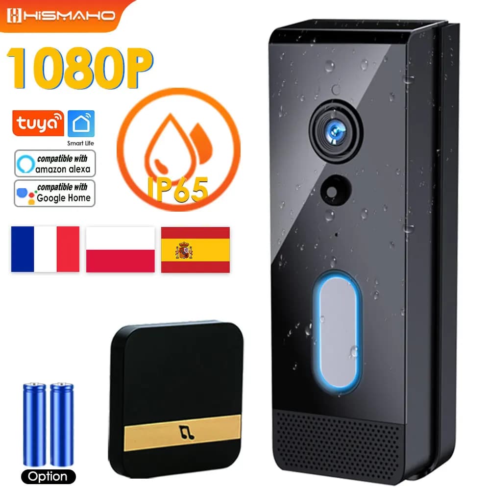 Tuya-Caméra de sonnette WiFi extérieure étanche, interphone vidéo sans fil, maison intelligente, sonnette de porte, Alexa, Google, appartement,