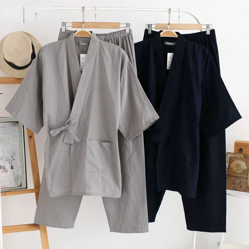 Ensemble Pyjama Traditionnel Japonais pour Homme, Kimono Haori, Entrée, Chemise de Nuit, Style Japonais 007, Vêtements de Nuit, Tenues Obi, Grill
