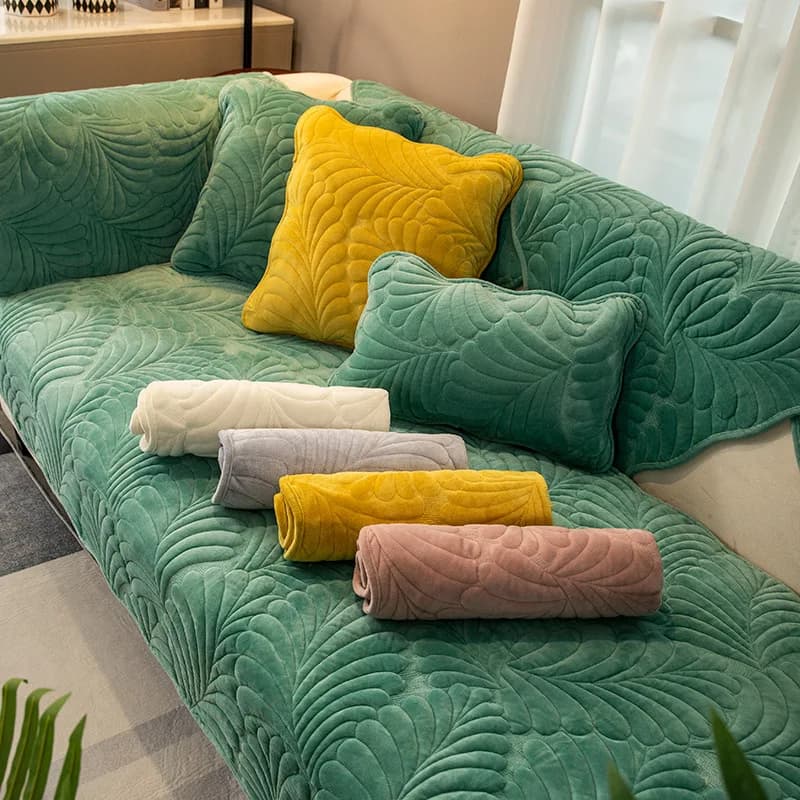 Housse de canapé en peluche épaissie salon universel impression décoration combinaison coussin de canapé anti-dérapant housse de protection