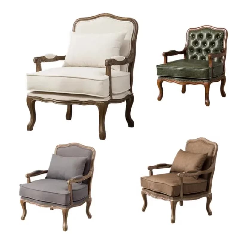 Canapé rétro européen et américain en bois massif, chaise simple pour loisirs, café pour négocier, chaise tigre, lit et petit déjeuner