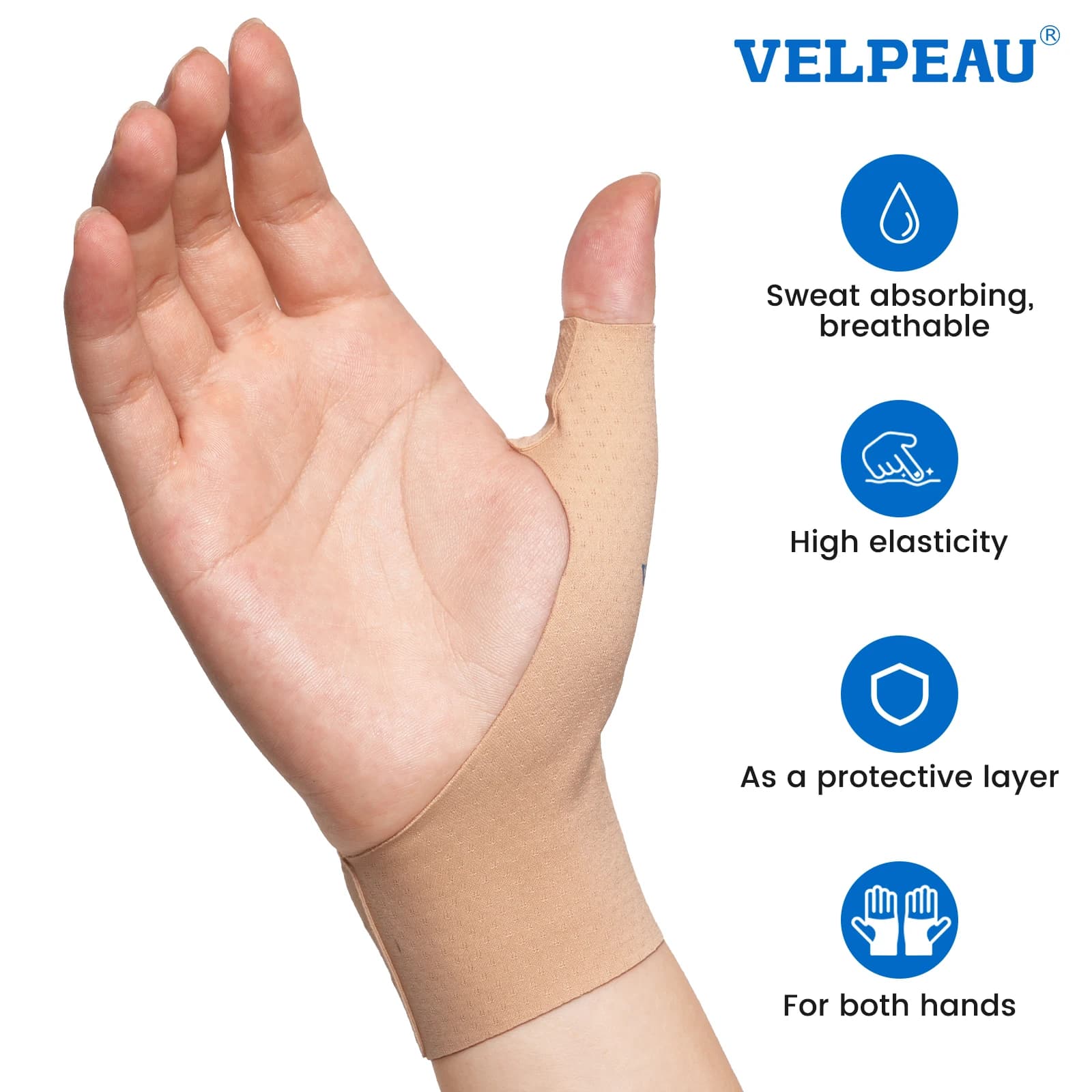VELPEAU Manchon de compression pour le pouce, pour douleurs légères, arthrite et activités sportives, support de pouce très élastique et