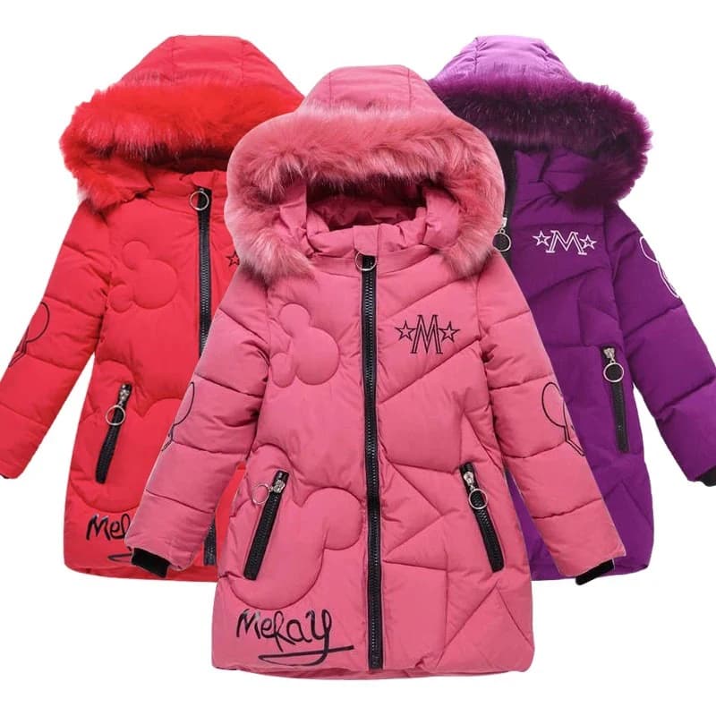 Vestes d'hiver grande taille pour filles, manteau de noël épais, à capuche, fermeture éclair, vêtements d'extérieur imperméables pour enfants