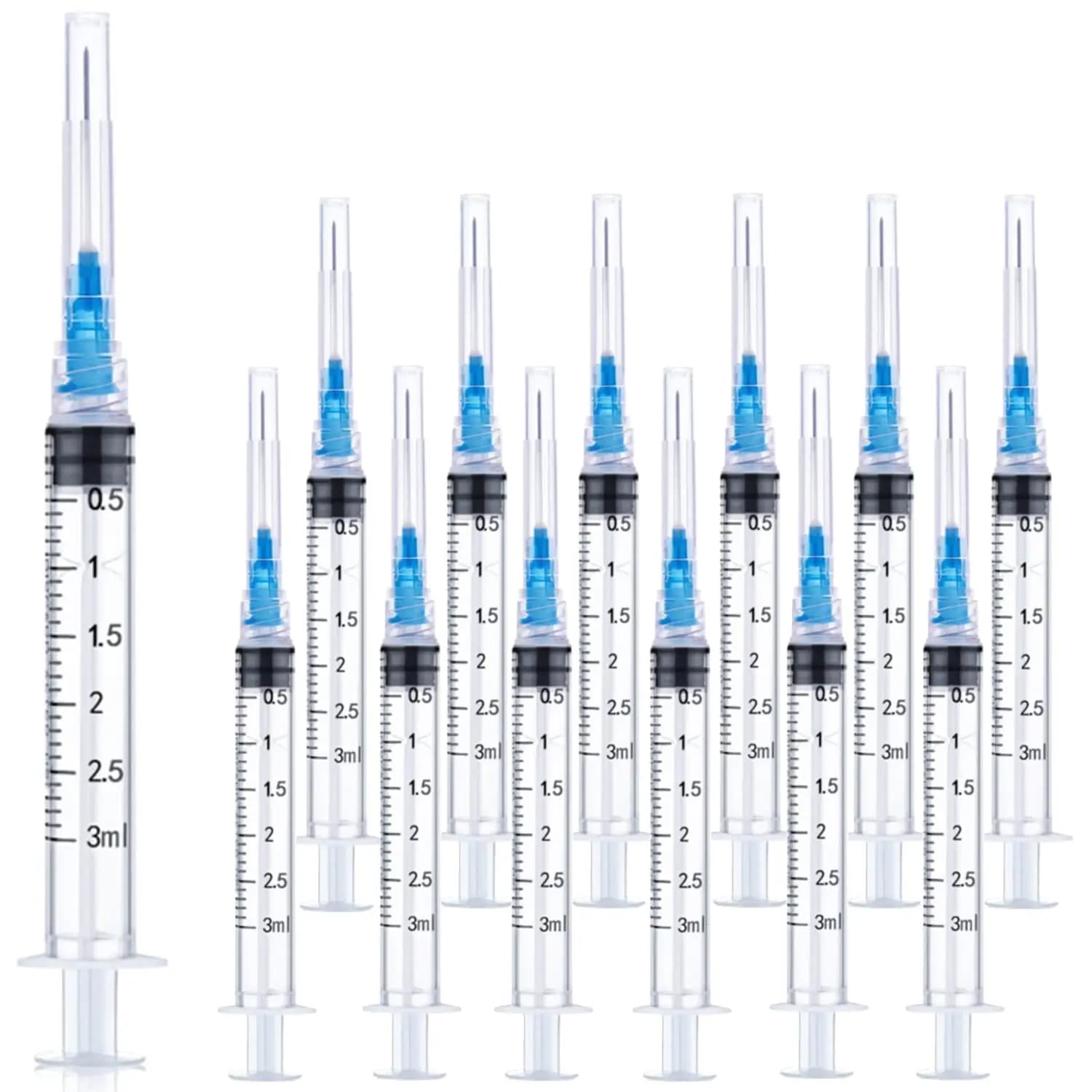 100 seringues jetables Luer Lock de 3 ml/cc avec aiguille 23G 1 pouce, stériles, emballées individuellement pour animaux de compagnie et animaux