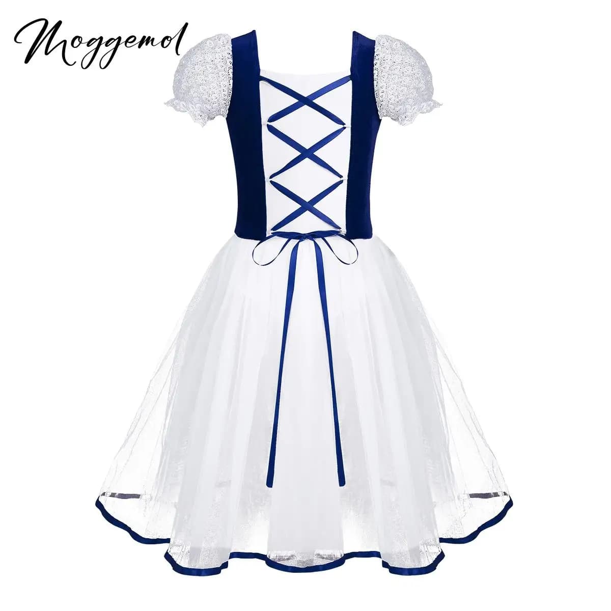 Costumes de ballerine Giselle pour enfants filles, robe Tutu de Ballet princesse en velours et dentelle, manches à bulles, danse une pièce,