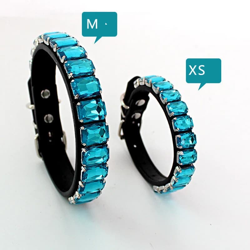 Collier de chien en biscuits Bling, cuir PU pour animaux de compagnie, verre, cristal, diamant, chiot, rose, bleu, laisses, accessoires
