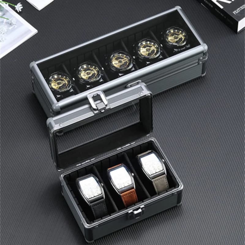 Valise d'affichage en aluminium, boîte de rangement pour montres, boîte à outils d'horloge