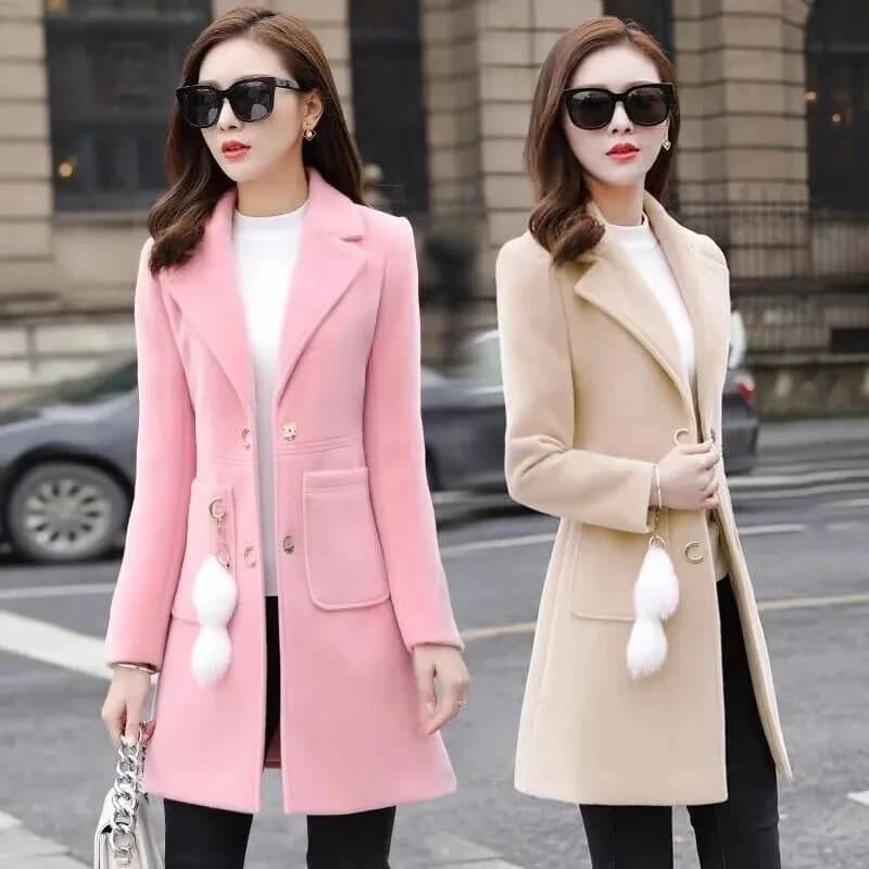 Ajouter du coton/sans coton manteau de laine pour les femmes nouveau automne hiver costume col laine pardessus mode veste dame mélange coupe-vent