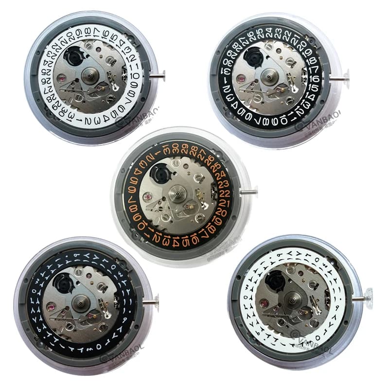 Mouvement mécanique automatique NH35 NH35A, noir, blanc, or, Date arabe, couronne à 3.0 ou 3.8, réparation de montre