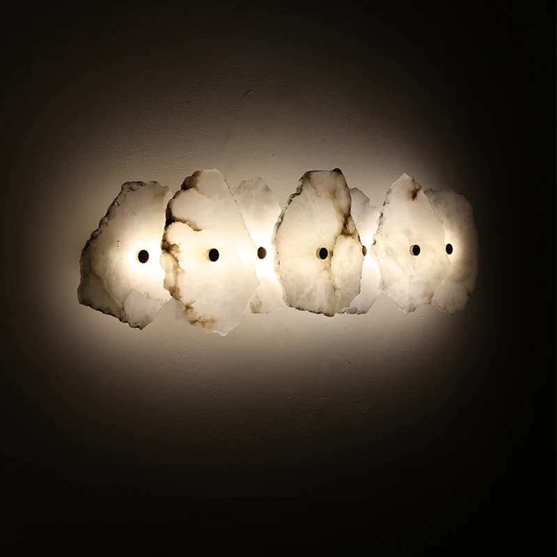 Applique murale LED en pierre naturelle, en marbre, pour salon, couloir, chambre à coucher, design en cuivre, Art déco