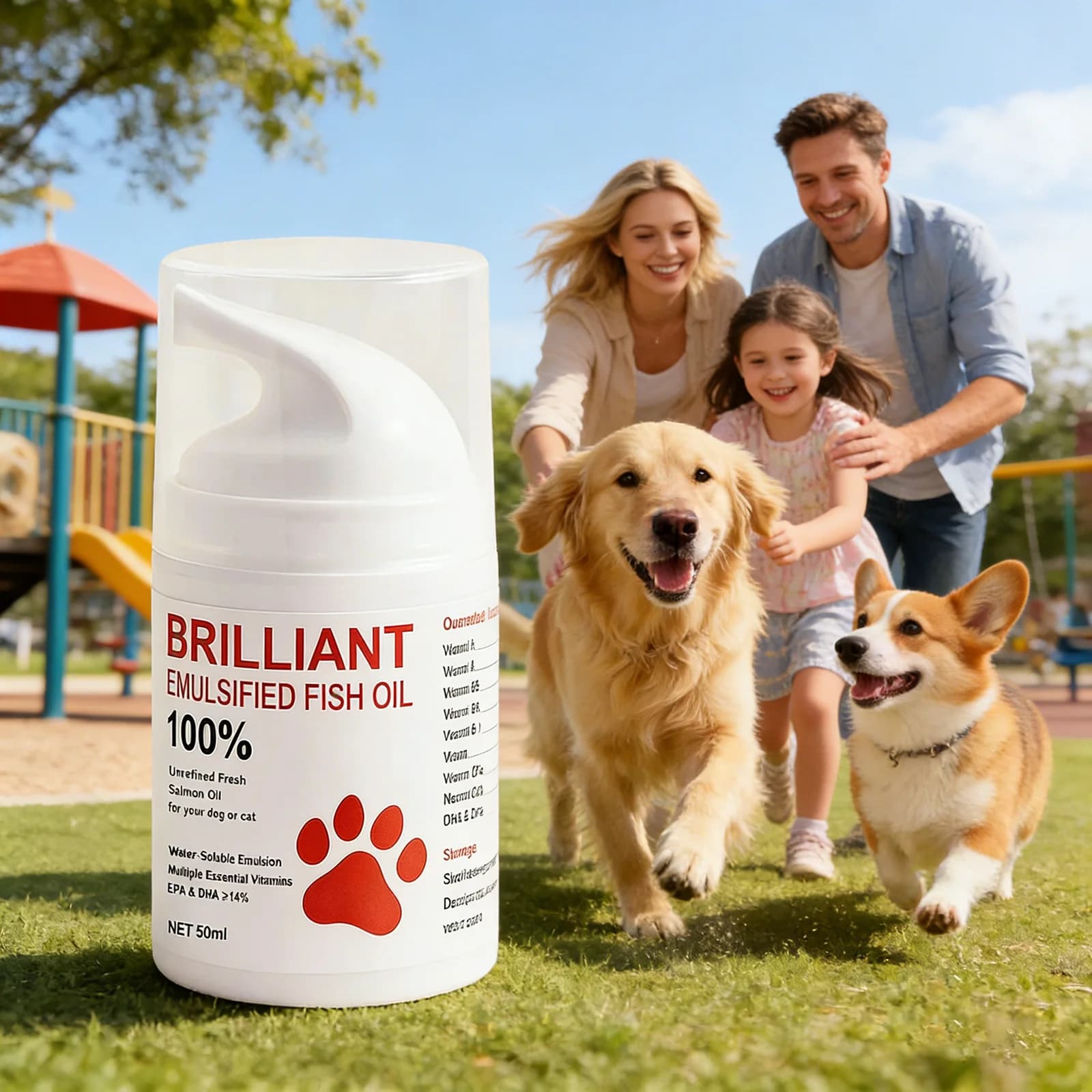 Crème à l'huile de poisson émulsifiée pour animaux de compagnie, supplément nutritionnel pour chats et chiens, Absorption avancée, soutient la