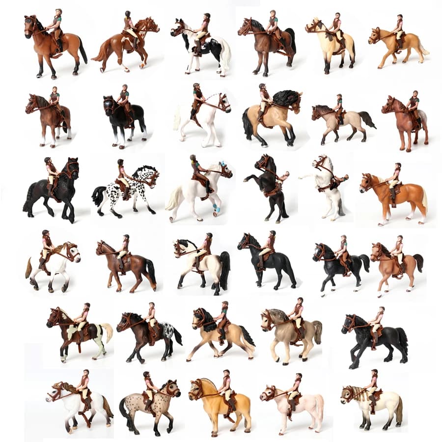 Cheval de cavalier équestre réaliste avec selle et brille, ensemble de jeu d'équitation, figurines de décoration, jouets éducatifs pour enfants