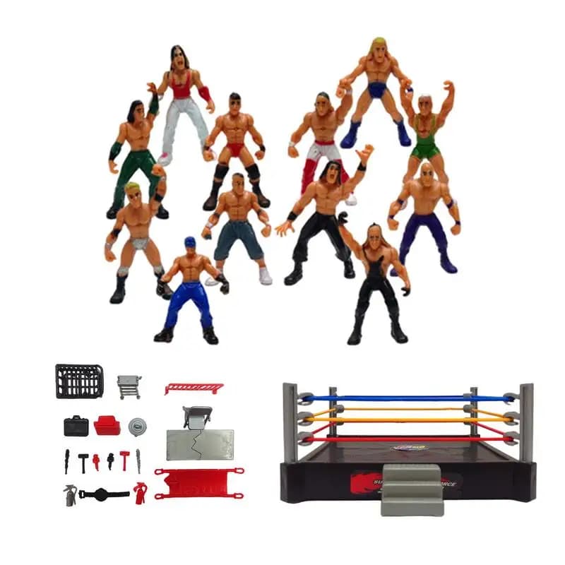 Ensemble de jeu Mini Wrestling Ring Battle Pack avec figurines d’action DIY Joueur de lutte réaliste Jouet éducatif de construction pour jeu de