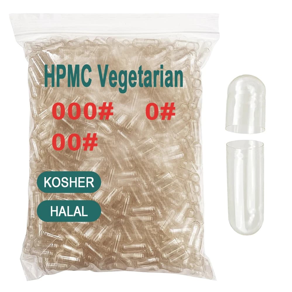 1000 pièces Capsules vides taille 000 00 0 1 Capsules creuses séparées végétaliennes végétariennes casher Halal HPMC Capsule transparente