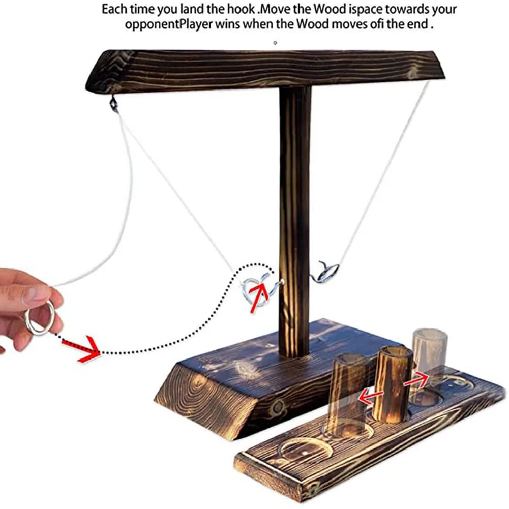 Jeux de lancer d'anneaux pour enfants et adultes, jeux de boissons à domicile, jeux de société portables en bois, échelle de tir, barres