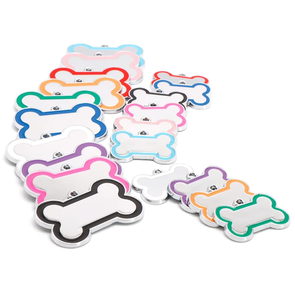 En gros 100 pièces 10 coloré mignon gravé ID chien étiquette os bricolage chien étiquettes d'identification pour chien chat colliers